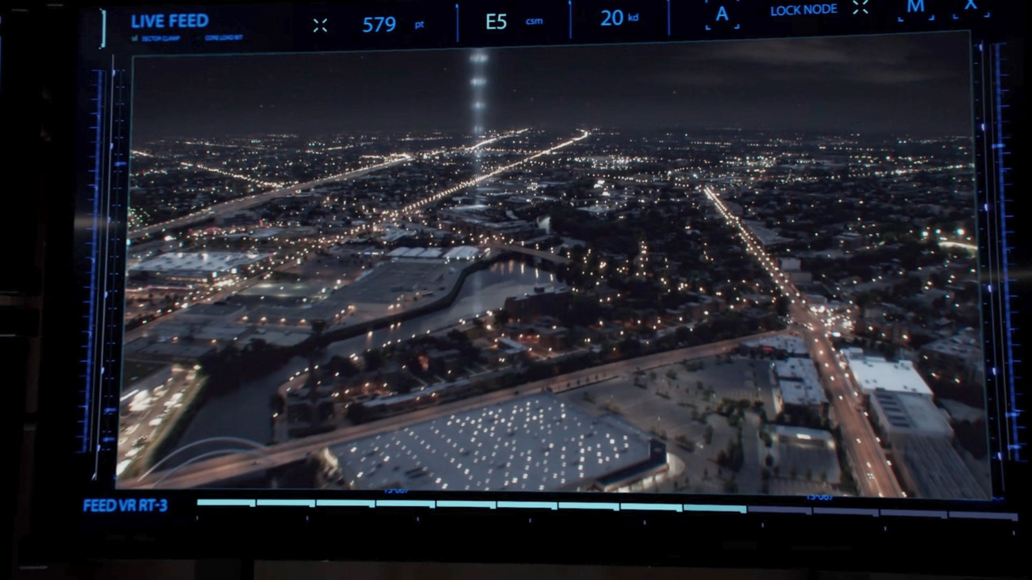 Video footage of a mysterious signal above an aerospace facility in St. Louis.