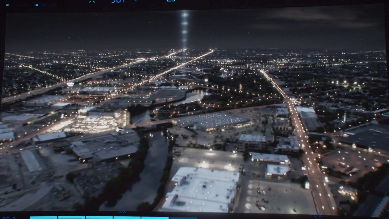 Video footage of a mysterious signal above an aerospace facility in St. Louis.