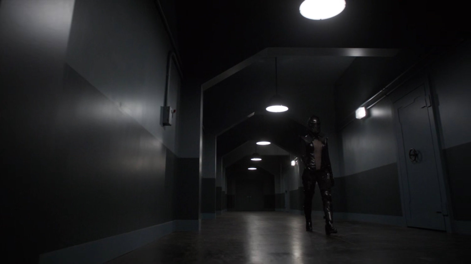 Ruby in a nondescript hallway.