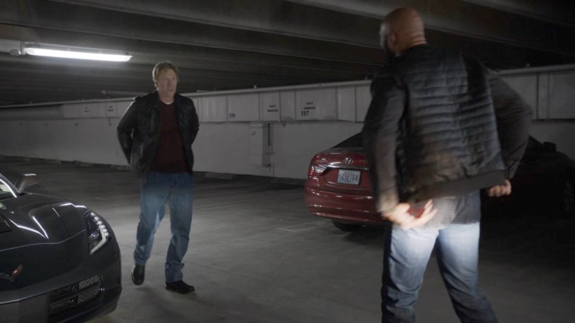 Tony and Mack in a parking garage in Baton Rouge.