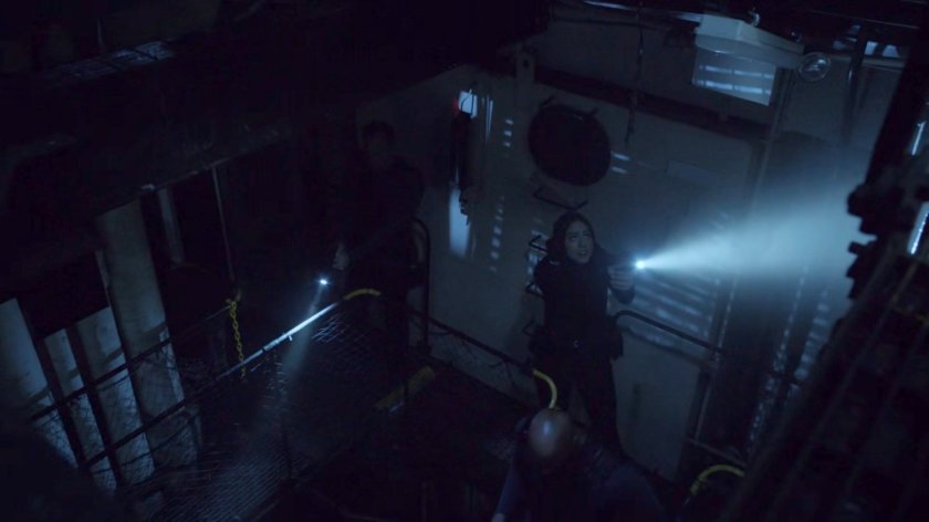 Daisy in the engine room of the Principia.