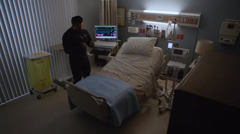 Talbot in a hospital room.