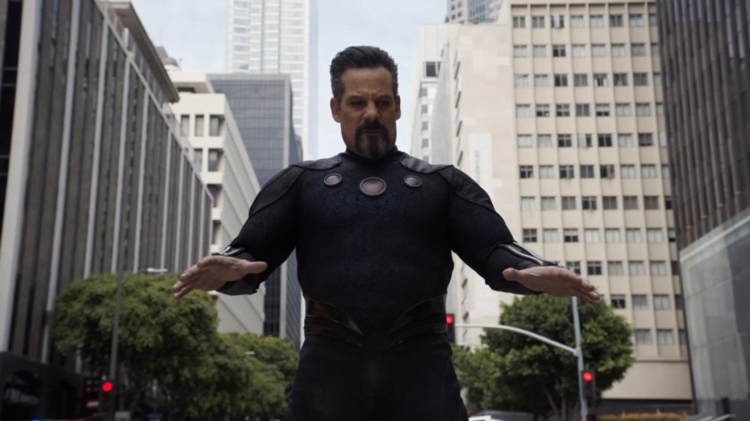 Talbot attempting to pull gravitonium up from under a Chicago street.