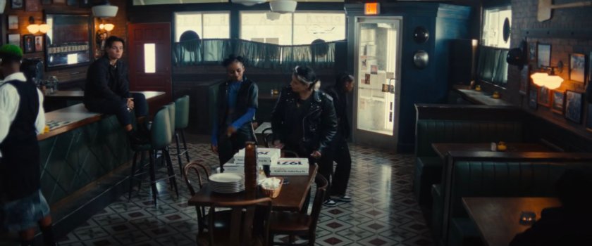 The Hood's crew in Desperito's pizza.