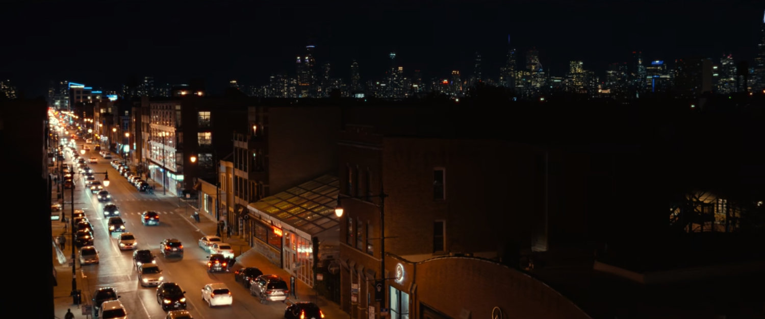 Chicago street at night.