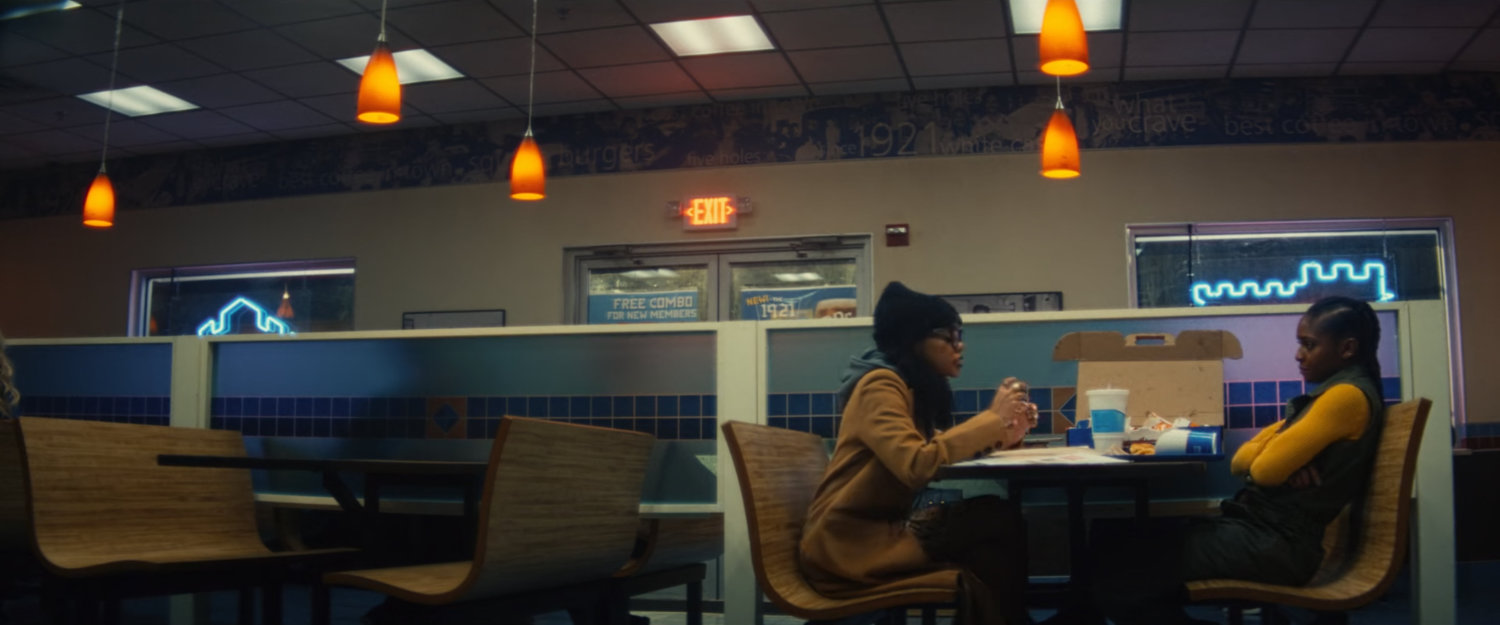 Zelma and Riri inside White Castle.