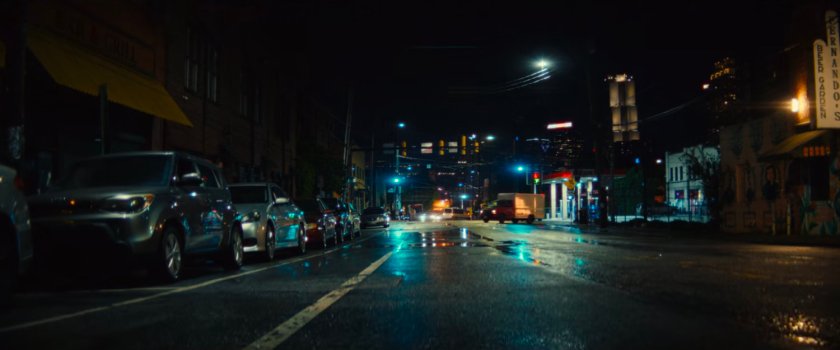 A dark Chicago street outside White Castle.