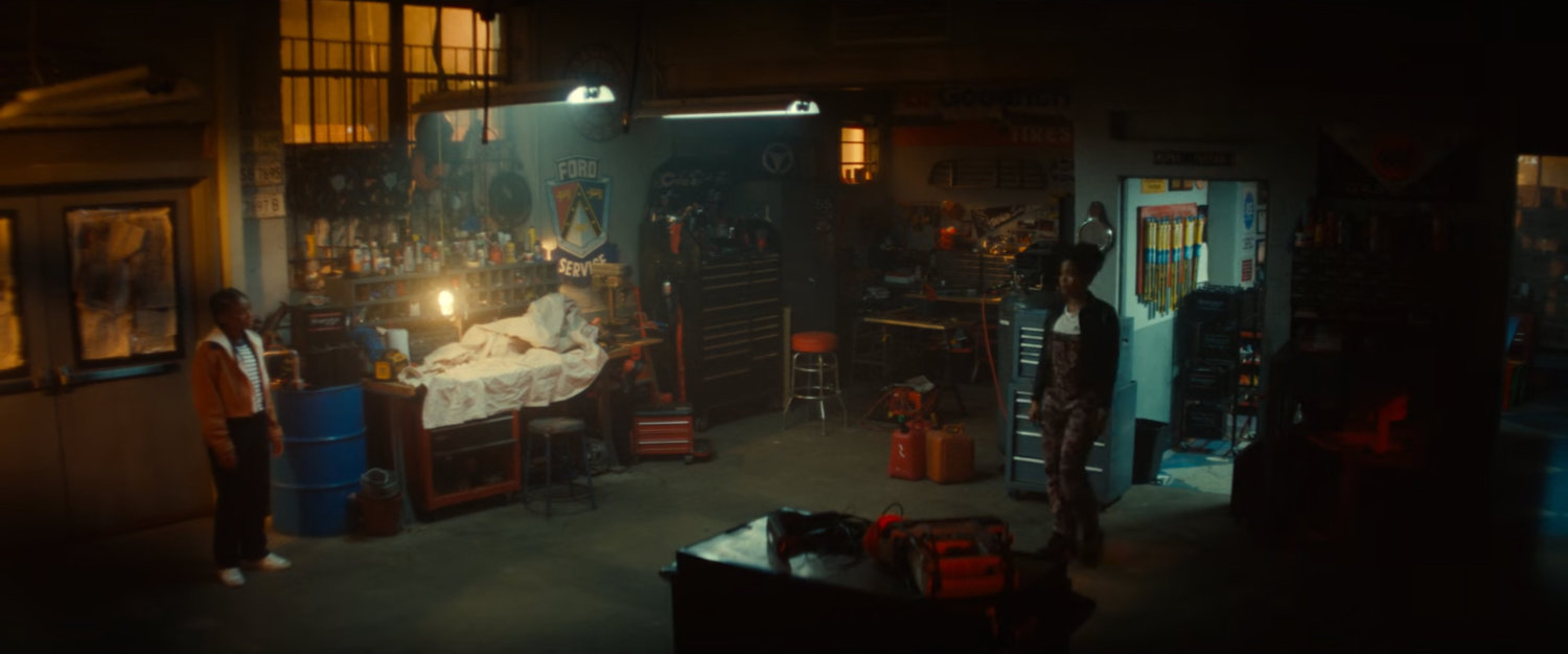 Riri and Ronnie in Gary's Auto Repair.