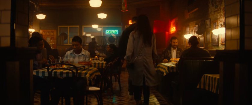 Parker and Mephisto in Desperito's Pizza.