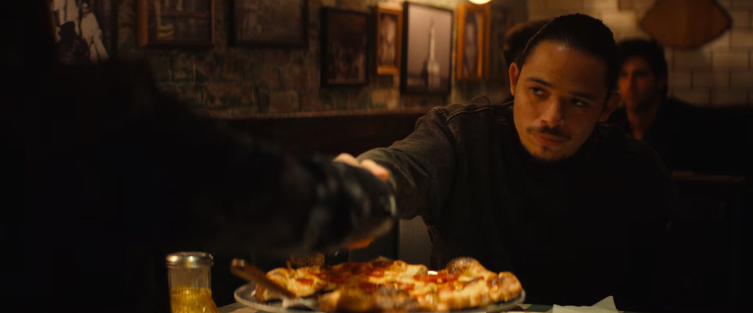 Parker and Mephisto in Desperito's Pizza.