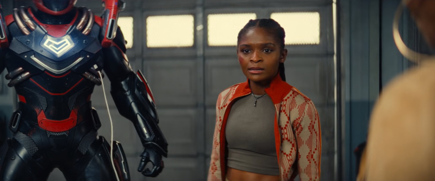 Riri and her new Ironheart suit in Gary's Auto Repair.