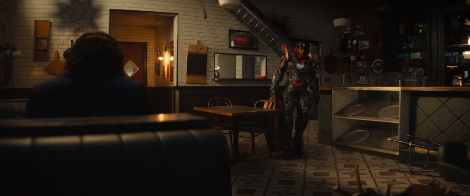 Riri and Mephisto in Desperito's Pizza.