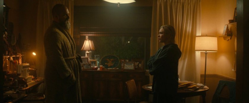 Alexei and Yelena in his living room.