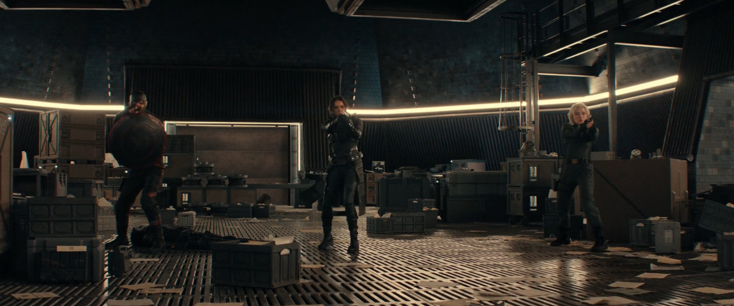 Walker, Ghost, and Yelena inside of OXE Vault in Utah.