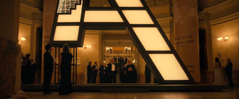 Bucky and Mel with a giant 'A' at the Honoring the Heroes party.