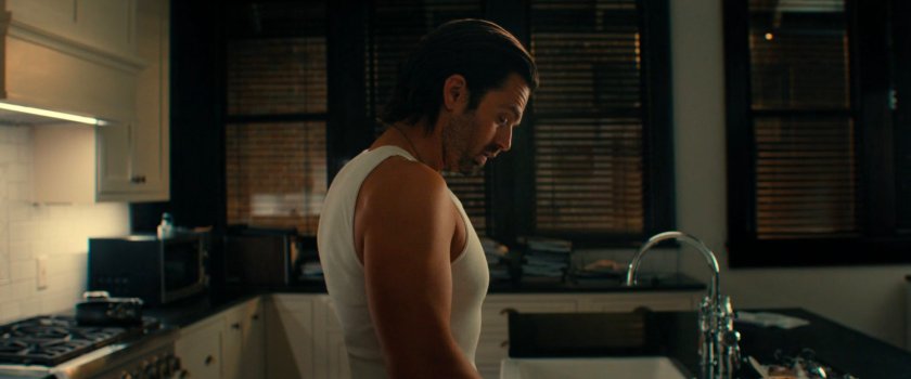 Bucky in the kitchen of his apartment.