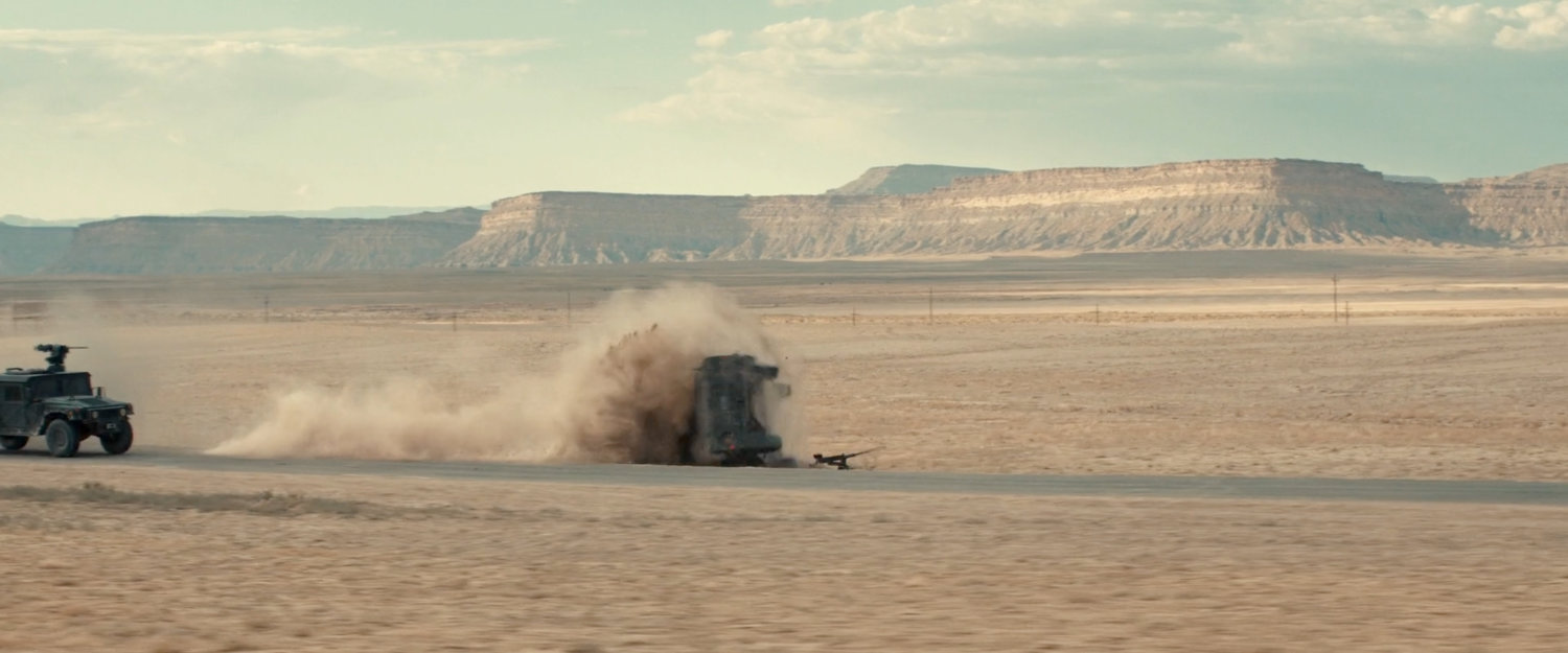 An APC flipping over in the desert of Utah.