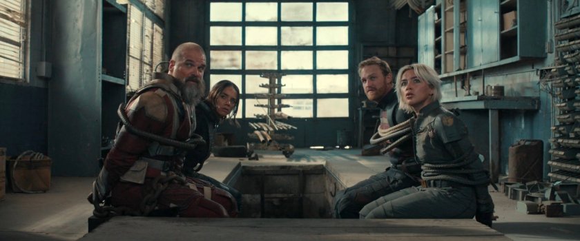 Walker, Yelena, Ghost and Alexei in an abandoned service station.