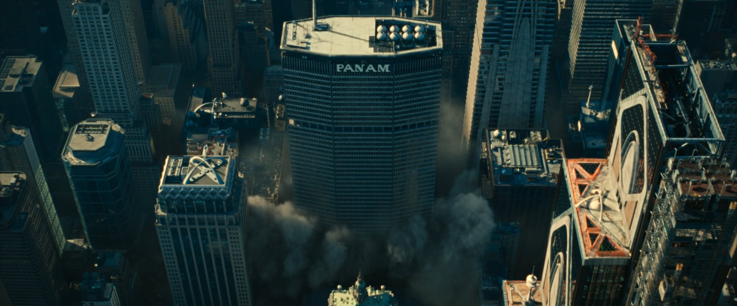 Smoke rising around the PanAm building.