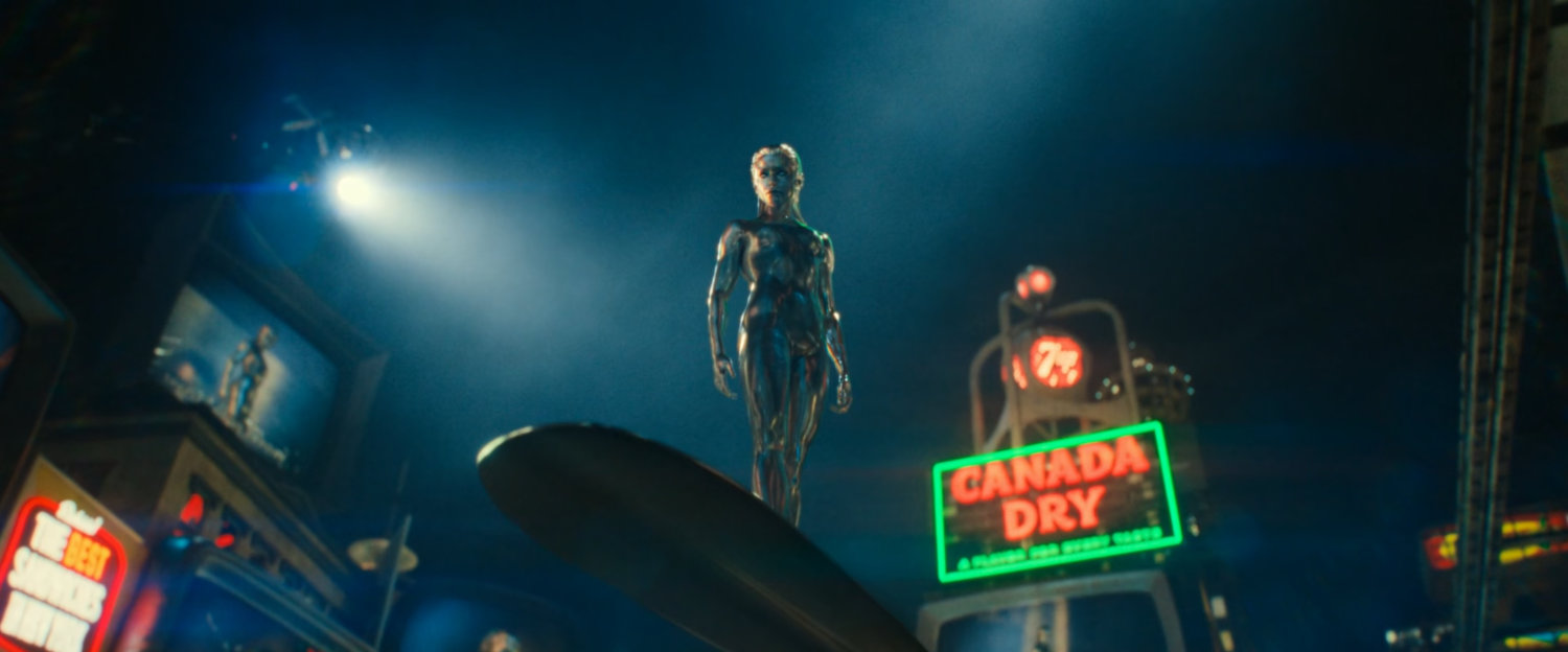 The Silver Surfer appears in Times Square.