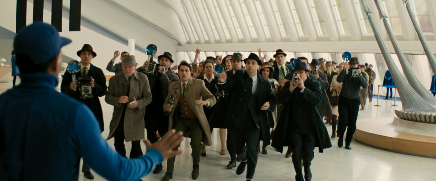 Reporters rushing through the lobby of the Future Foundation.