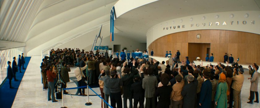 Reporters in the lobby of the Future Foundation.