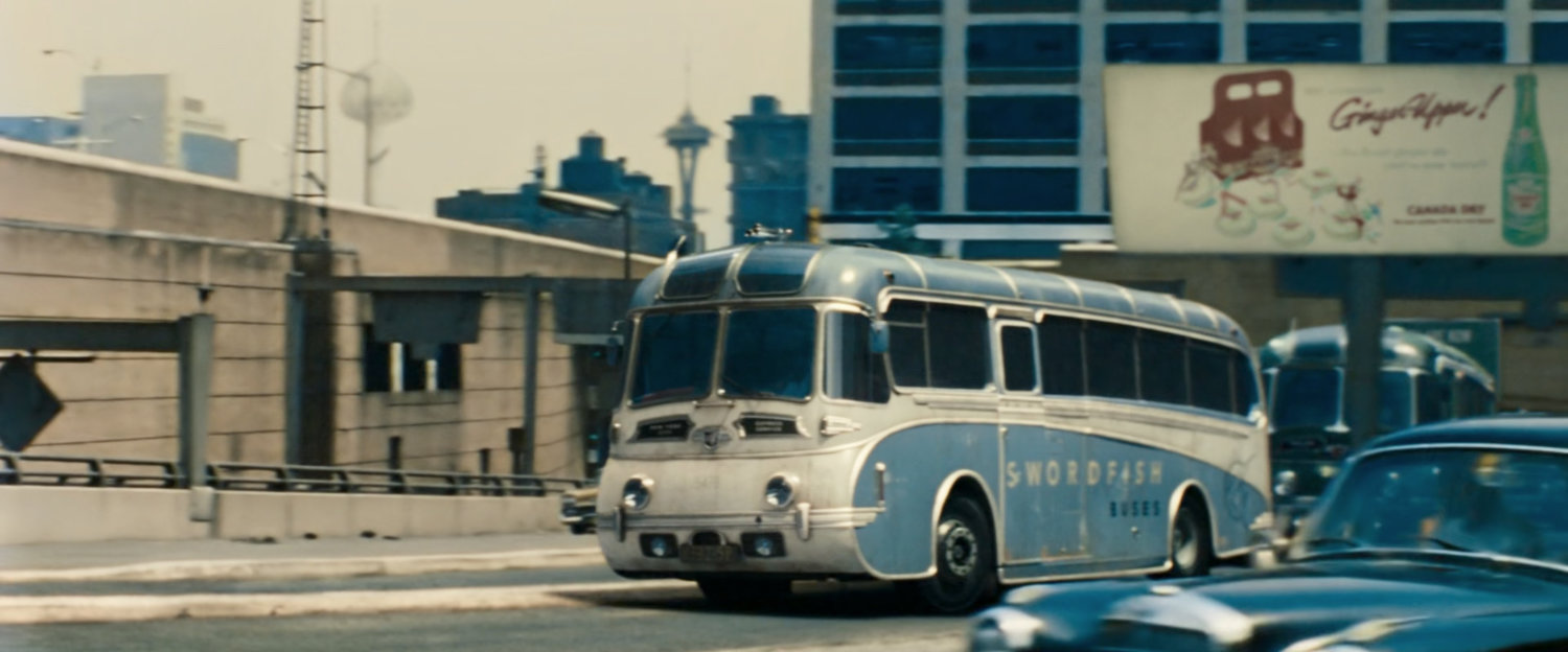 A bus on the road outside Subterranea.