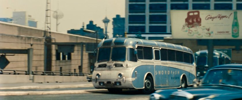 A bus on the road outside Subterranea.