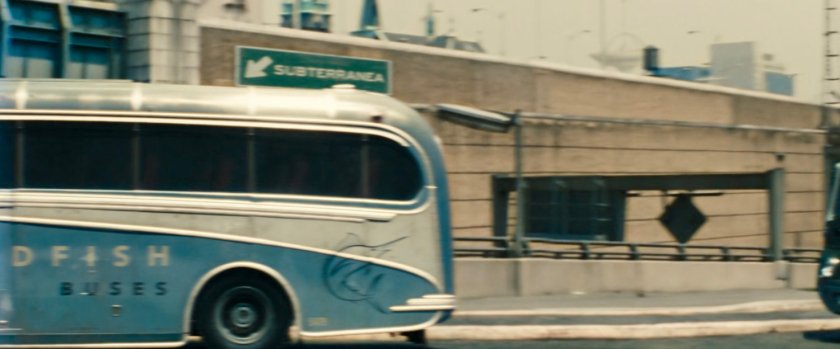 A bus on the road outside Subterranea.