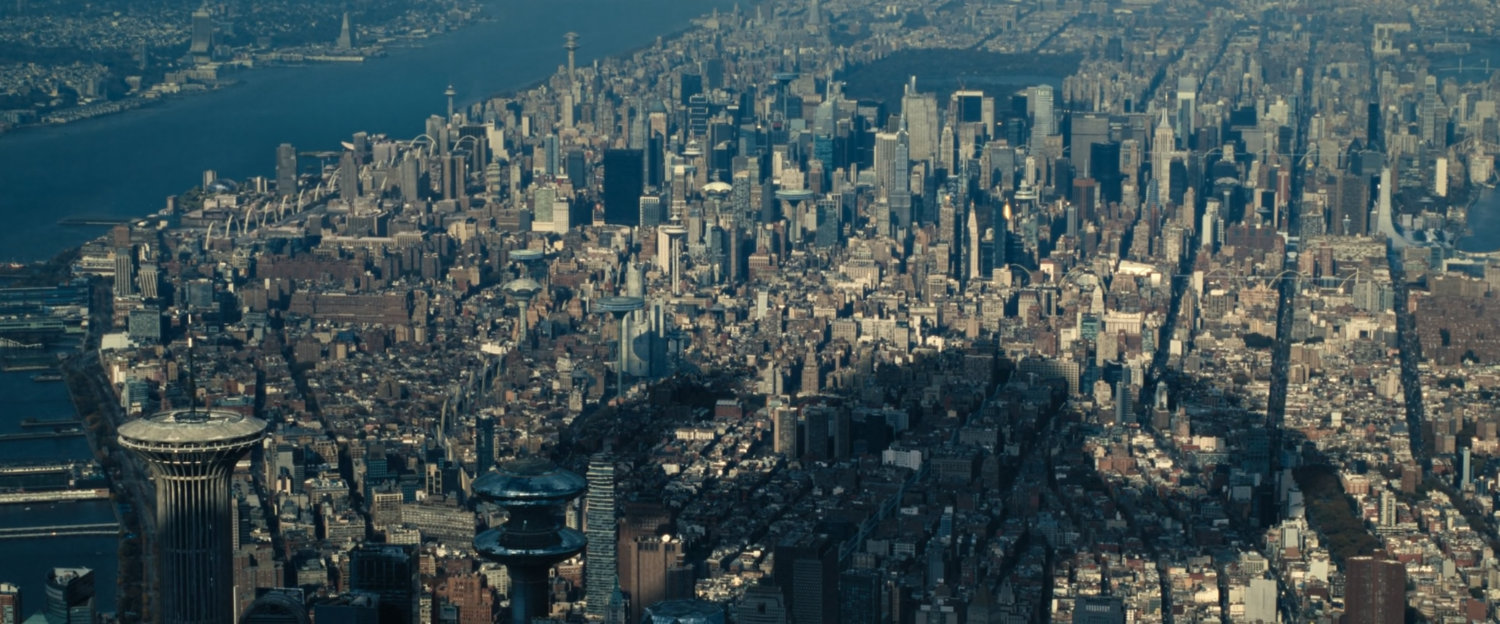 The shadow of Galactus looms over New York City.