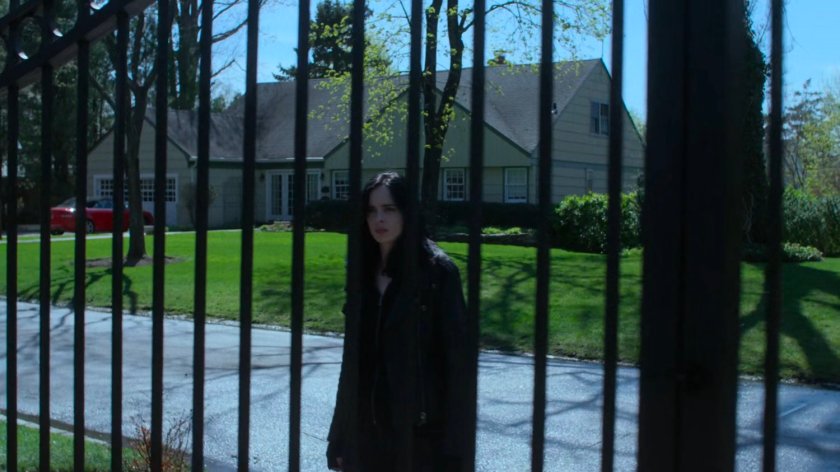 Jessica outside Dr. Koslov's house.