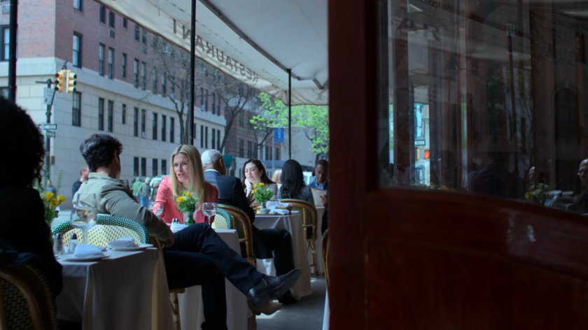 Griffin and Trish on the outdoor patio at Orsay.