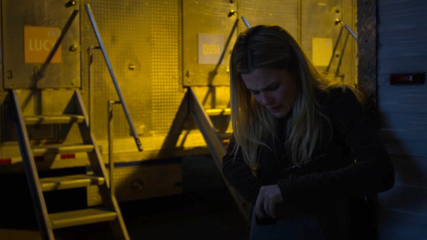 Trish outside Greenpoint Stages at night.