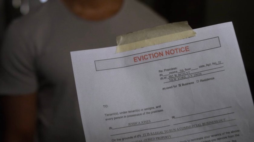 Close-up of eviction notice.