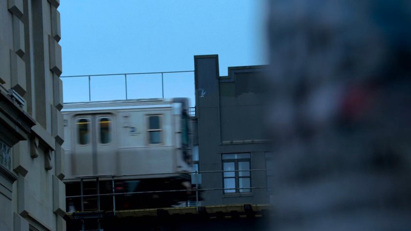 View of elevated train line.
