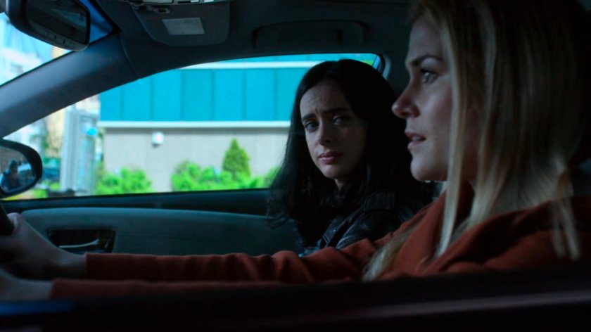 Jessica and Trish driving in a car.