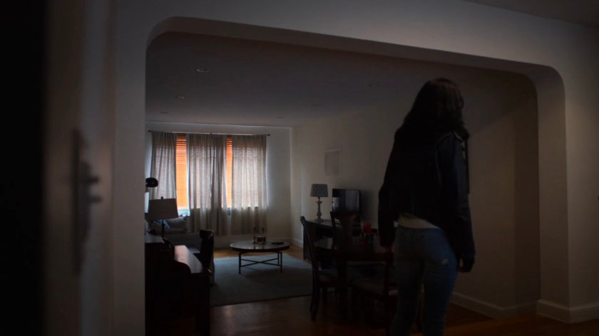 Jessica and Trish inside of Leslie Jansen's building.