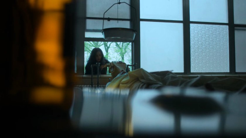 Jessica sneaking into the morgue at the Riverbank Medical Center.