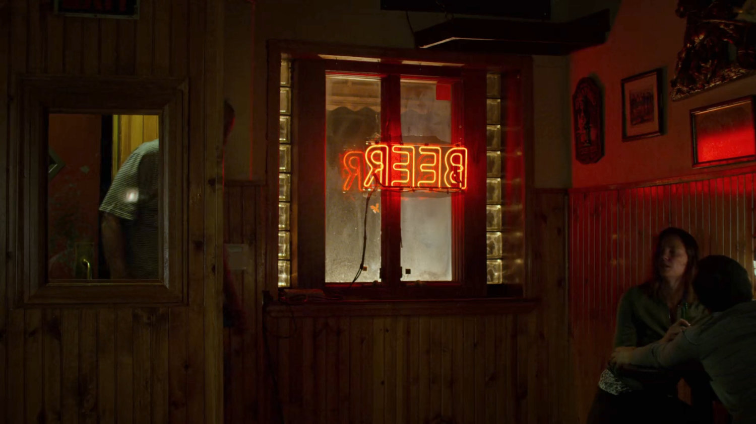 Entrance to a dark bar.