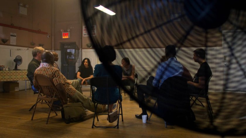 Jessica and others at an anger management group.