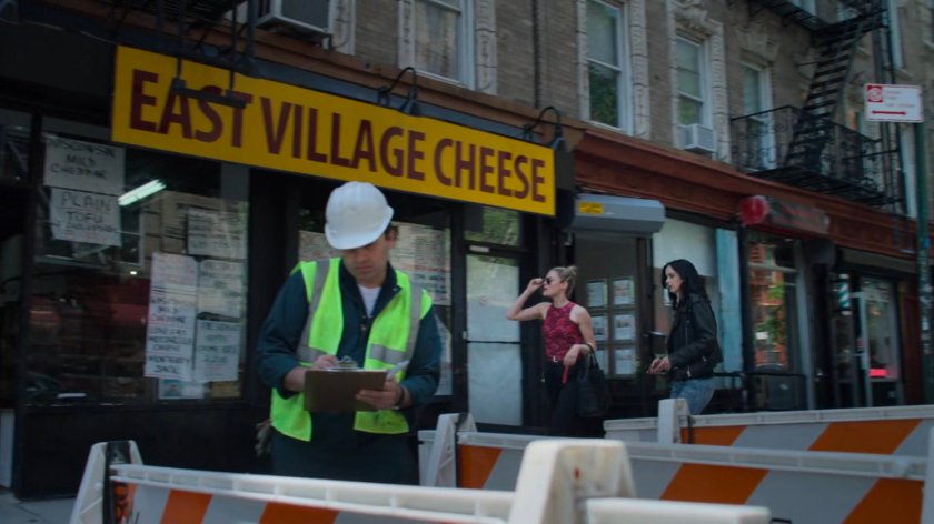 Jessica and Trish outside Sally's wig shop.