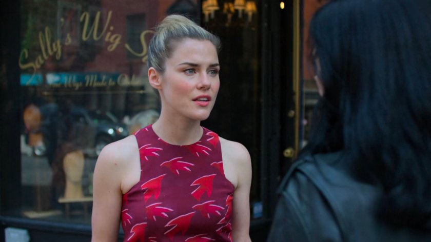 Jessica and Trish outside Sally's wig shop.