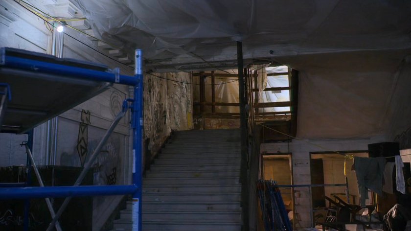 Interior of an old bank building.