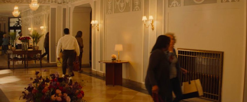 Trevor and Simon in the lobby of Trevor's apartment, The Talmadge.