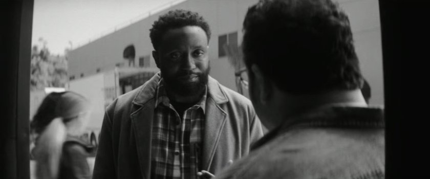 DeMarr and Josh Gad outside a Hollywood soundstage.