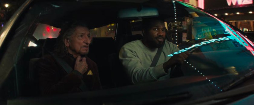 Trevor and Simon in the car driving through Hollywood looking for Jayden.