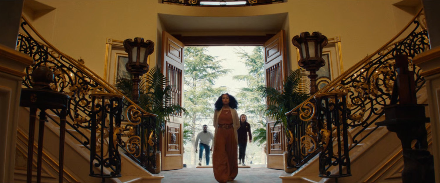 Melanie leads Trevor and Simon into Von Kovak's mansion.