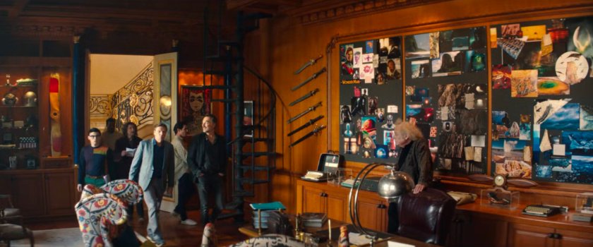 The actors entering the office/study in Von Kovac's mansion.