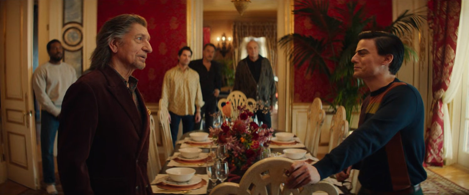 Trevor and Olly perform a scene in the dining room of Von Kovak's mansion.