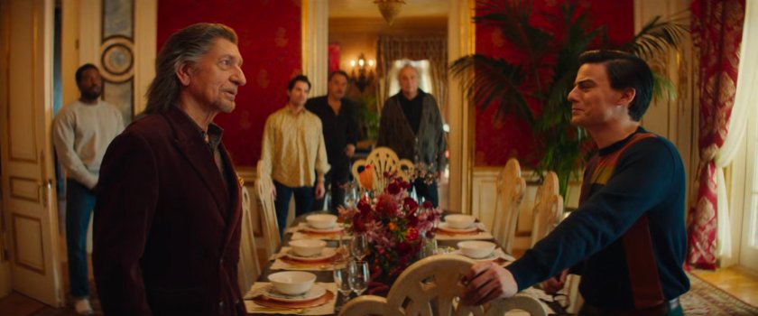 Trevor and Olly perform a scene in the dining room of Von Kovac's mansion.